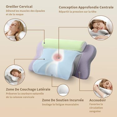 Ортопедична подушка LAMB з піни з ефектом пам&39яті, ергономічна подушка для сну на боці, підтримка шиї та валик для шиї два в одному, сірий колір