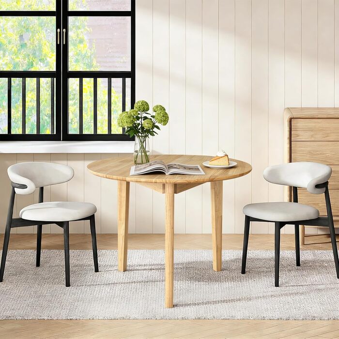 Круглий обідній стіл QLLY з масиву дерева, кухонний стіл, дерев&39яний стіл, плоскі ніжки (натуральний, 80 см, бежевий-круглий, 80 x 80 см)