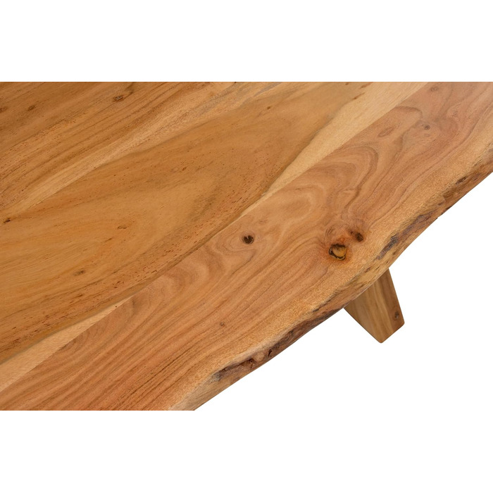 Обідній стіл SAM Prague 140 x 80 см Масив акації Натуральний колір З натуральним краєм Основа з павутини Легкий у догляді обідній стіл/стіл з натуральним краєм/кухонний стіл 140 x 80 см, акація, натуральна