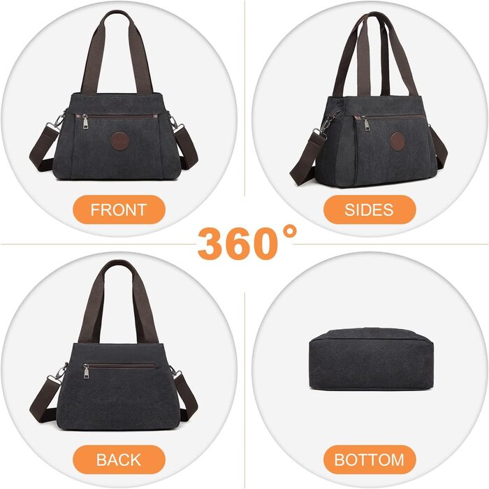 Полотняна сумка Жіноча сумка через плече чорна