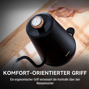 Чайник з гусячою шийкою з термометром, електричний чайник 1л з автоматичним вимкненням, чайник для гарячої води з нержавіючої стал