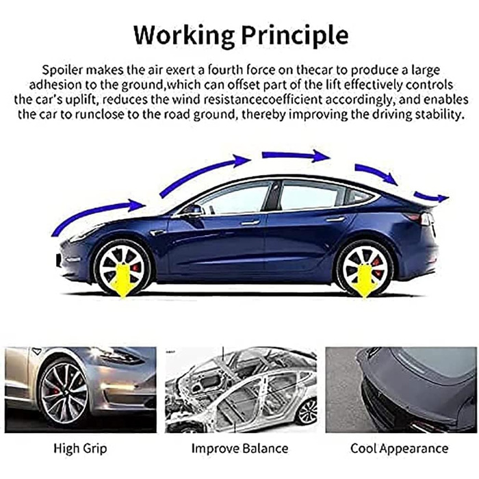 Автомобільний задній спойлер WANHUN для Audi A1 A3 A4 A5 A6 A7 A8 B6 B7 B8 B9 C6 C7 C8 D3 D4 D5 D6 Спойлер багажника Заднє крило Губи Прикраса Зовнішній стиль Аксесуари, A/Gloss Black звичайний A/Gloss Black