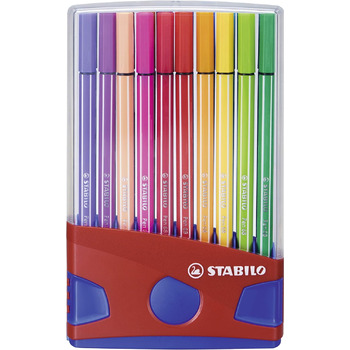 Фломастер преміум-класу - STABILO Pen 68 ColorParade - 20 серветок в - з 20 різними кольорами (синій/червоний)