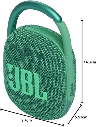 Колонка JBL Clip 4 Eco виготовлена з переробленого матеріалу в зеленому кольорі - Водонепроникна, портативна музична колонка з пра