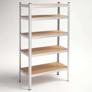 Металевий стелаж SPRINGOS, гаражний стелаж, підвальний стелаж, 60 x 100 x 180 см, 5 полиць, 60 x 100 x 180 см, сріблястий