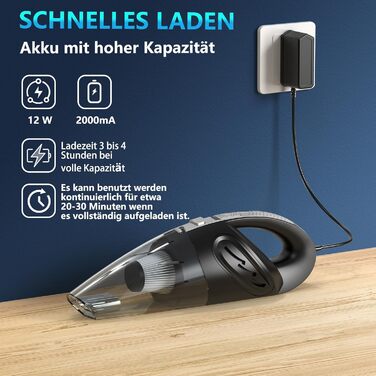 Акумуляторний ручний пилосос, автомобільний пилосос 120 Вт Акумуляторний, міні-пилосос Портативний акумуляторний ручний пилосос Ак