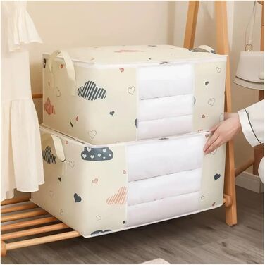 Сумка для зберігання одягу, ковдри, светрів, складних, органайзерів, зимових шаф з мультяшним принтом (темно-синій, 55 35 25) Темно-синій 55 35 25, 2 шт.