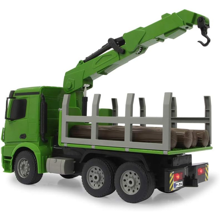 Деревовоз Mercedes-Benz Arocs 120 2,4GHz Повнопривідний, кран та грейфер з дистанційним керуванням, реалістичні звуки з можливістю вимкнення, світло, поворотники, у комплекті колоди.