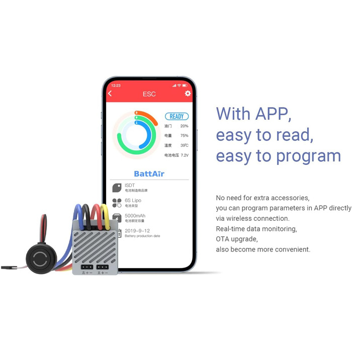 Електронний контролер швидкості ESC 90 Smart RC, WP 1080 90/180A з матовим двигуном, підходить для 23S LiPo або 68-елементних NiMH акумуляторів