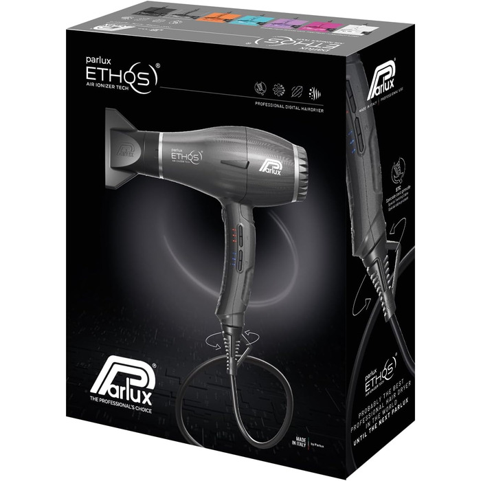 Професійний цифровий фен Parlux Ethos, Made in Italy, колір Titan Grey