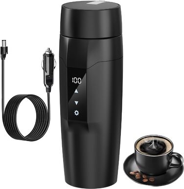 Портативний автомобільний чайник з підігрівом, 350 мл, кружка з нержавіючої сталі 304, регульована від 40 до 100 , колба для швидк