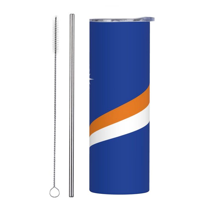 Кухоль з прямою трубочкою, дизайн прапор Маршаллових островів, дорожній кухоль з принтом, підходить для кемпінгу, офісу та дому, 590 мл