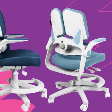 Ергономічне дитяче крісло Spacetronik з підставкою для ніг, регульована по висоті дитяче крісло 110-180 см, трисекційна спинка, регульовані підлокітники, 5 фіксуючих коліщаток, сірий колір