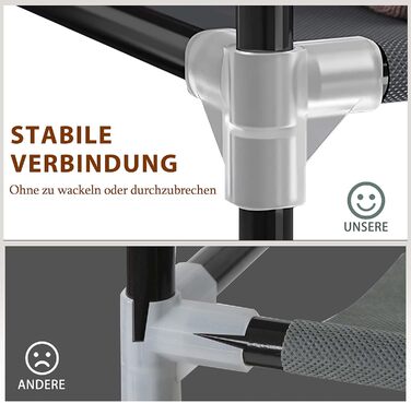 Тканинна шафа Ribelli з 12 відділеннями та вішалки для одягу, приблизно 175 x 150 x 45 см, Складана шафа з вілу, Шафа для спальні, вітальні, гардеробної, Сірий, 12 відділень, Сірий