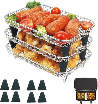 Стійки для фритюрниці YQL для Ninja Dual, аксесуари для фритюрниці Аксесуари для фритюрниці 304 Кошик для фритюрниці з нержавіючої сталі для Ninja AF300EU,AF400EU, Innsky, Princess Dual Zone Air Fryer 19 см x 13 см x 9 см