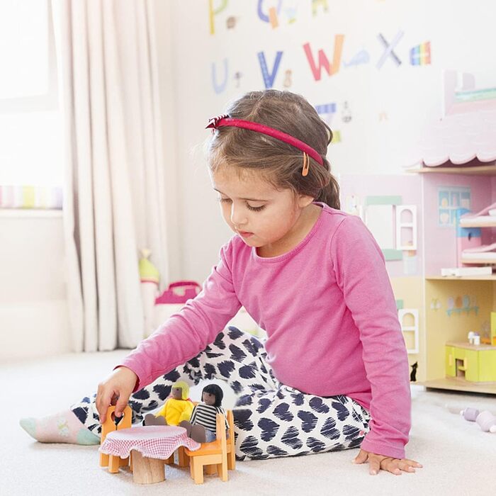 Ігровий набір із 8 дерев&39яних сімейних ляльок SumDirect, дерев&39яні ляльки для сім&39ї ляльок, дитяча іграшка для лялькового будиночка (стиль 4)