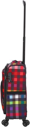 Дорожній візок SoftLITE 4w Валіза з міцного поліестеру Легкий візок з чотирма подвійними колесами Кодовий замок TSA (різнокольорова клітинка, S - ручна поклажа 55 см) Різнокольорова клітинка