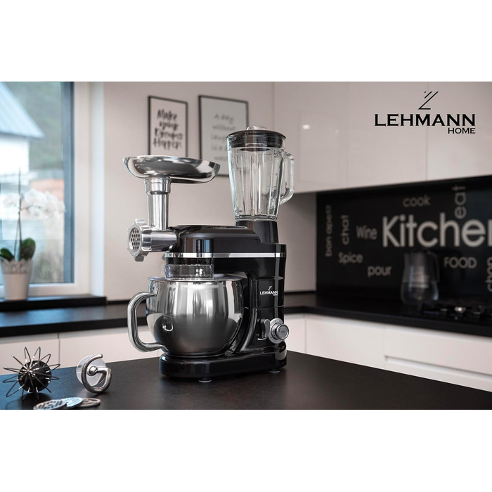 Універсальний кухонний комбайн Lehmann 3 в 1 комплект Планетарна мішалка Багатофункціональний кухонний комбайн з м'ясорубкою включаючи соковижималку 1,5 л і чашу з нержавіючої сталі 5 л