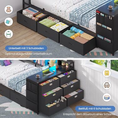 М&39яке ліжко, диван-ліжко, дитяче ліжко 90x200 см з комодом з 6 шухлядами та вбудованим письмовим столом, кушетка зі світлодіодним освітленням та зарядною станцією, ліжко 90x200 см з м&39яким узголів&39ям, чорного кольору.