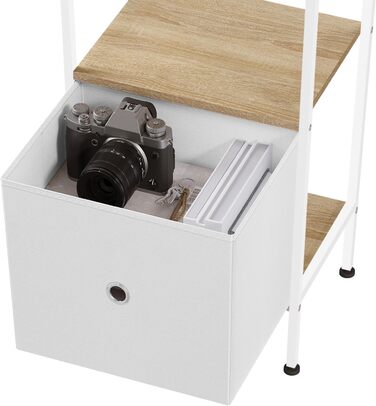 Ярусна окремостояча полиця WOLTU з шухлядою, металевий каркас, для вітальні, кабінету, домашнього офісу, спальні, сучасний колір, світлий дуб білий, RGB63whe 40x30x187 см світлий дуб білий, 5-