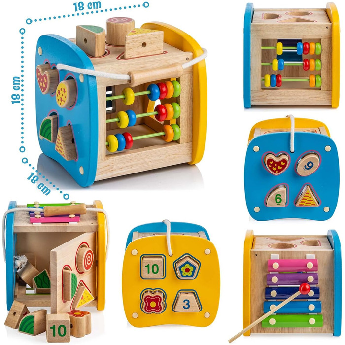Усі деревяні кубики Kids United, розвиваюча іграшка, коробка для стекування, ігрова коробка для немовлят і малюків Дерев&39яна ігр