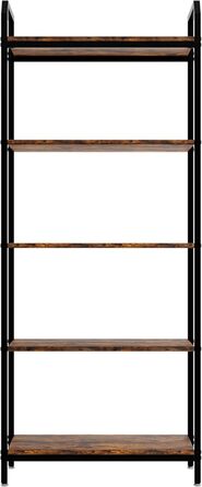 Полиця, Книжкова полиця BS 6 60, Полиця для зберігання з 5 полицями, Промисловий дизайн, для вітальні, офісу, кабінету та коридору, Сталева рама, 187 x 60 x 30 см (187 x 60 x 30 см)