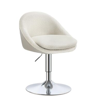 Регульований стілець VASAGLE, крісло для туалетного столика, офісне крісло, обертовий барний стілець зі спинкою та основою, сталь, для стійки, офісу, туалетного столика, їдальні, кремово-білий LJB100W01 кремово-білий фліс