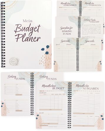 Планувальник бюджету BeginnerBudget (німецька мова) Домашній зошит (144 сторінки) 100 конвертів Виклик заощадження для готівки прозора папка A5 Планувальник для заощадження грошей Організатор для ощадної книги (планувальник бюджету)