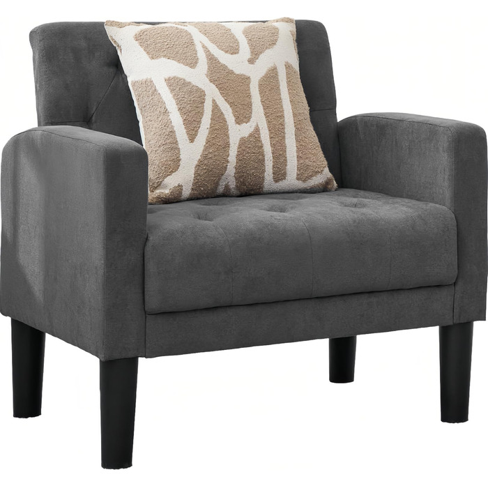 Крісло GRAVFORCE з м&39якою спинкою, зручне та сучасне м&39яке крісло для вітальні, спальні, офісу, крісло для відпочинку, крісло для клубу, вантажопідйомність 136 кг, темно-сіре