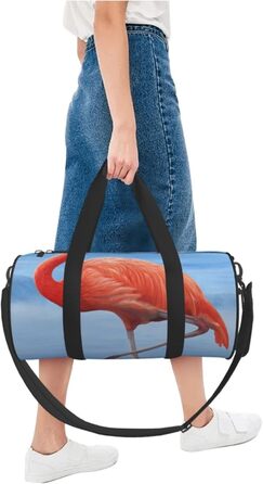 Спортивна сумка для подорожей, з принтом фламінго, чорна, універсальний розмір