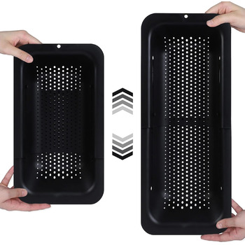 Кошик для сита BLUE GINKGO над раковиною миття овочів та фруктів, злив вареної локшини висувна шухляда кухонне приладдя (20 Вт x 3