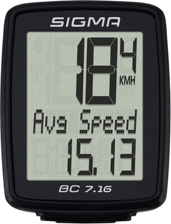 Велокомп'ютер SIGMA BC 7.16, Дротовий, Водовідштовхувальний, Пластик, Чорний