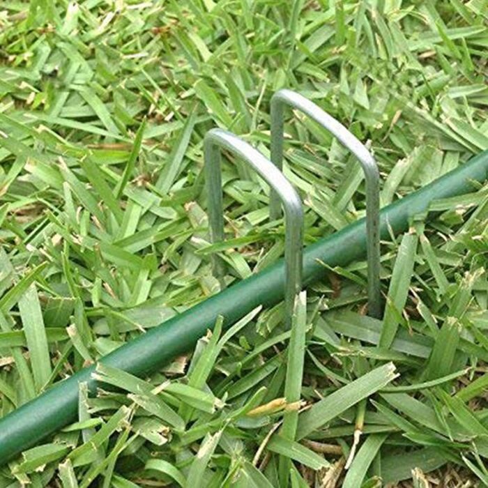 Скоб для ландшафтного дизайну, 30,5 см, садові кілки, кілки для паркану, металеві кілочки для намету, оцинкована сталь, скоби для ландшафтної тканини, скоби для дернової землі 50 шт. - 12 дюймів, 50