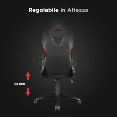 Ергономічне ігрове крісло Nuwo DoXx, крісло для ПК, ігрове крісло, 2D підлокітники, регульована спинка та висота, поперекова підтримка та підголівник, 120 кг, червона серія DoXx