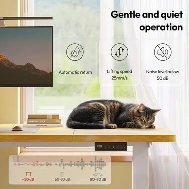 Письмовий стіл з регульованою висотою 18080 см Електричний стіл для роботи стоячи з подвійним двигуном, надзвичайно стабільною рамою та функцією пам&39яті (білийклен) 180 x 80 см клен