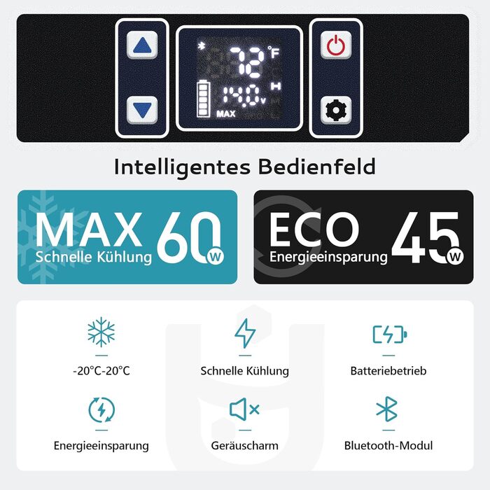 Компресор cool box 45L, автомобільний компресор cool box з керуванням APP, холодильник 12V/240V від -20 до 20 , портативний холоди