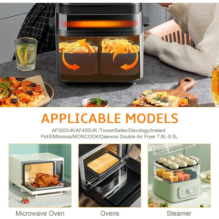 Аксесуари для фритюрниці Vusddy з 10 предметів для Ninja Foodi Dual AF400EU, AF500EU, AF300EU - Двокамерна фритюрниця Набір XL для Innsky, Princess, Tiastar, Devology, Emerio 7.6L-10.4L