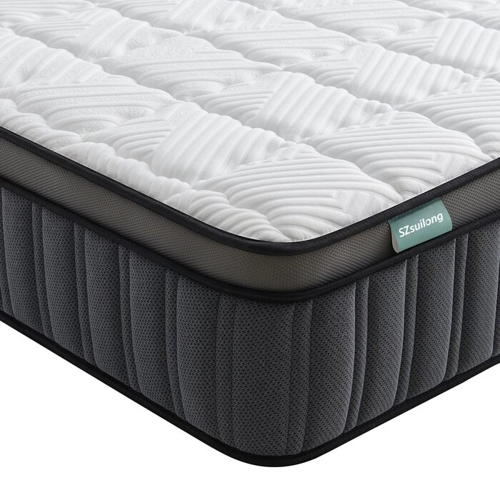 Матрац SZsuilong 180x200 H3 Висота 25 см 7-зонний пружинний матрац із сертифікованим Oeko-Tex ортопедичним пружинним блоком кишенькової конструкції з піною H3/середньої жорсткості 180x200x25 см
