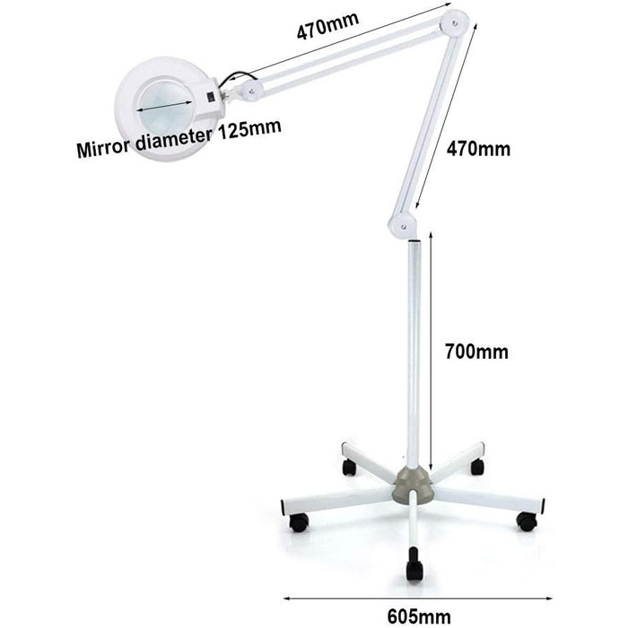 Лупа з шарнірною рукою Лампа 8-кратне збільшення YUNRUX Косметична робоча лампа Лупа Лампа Стояча лупа 8 діоптрій