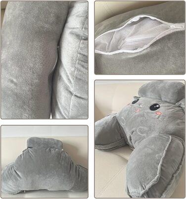 Подушка для читання для ліжка, м&39яка, пухнаста подушка для спини для читання з підлокітниками та знімним підголівником, мила спинка дивана з котом для дорослих та дітей