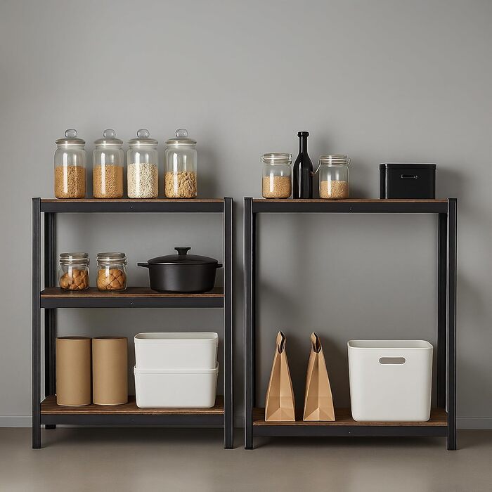 Міцний стелаж Relaxdays, ВШХ 180x60x30 см, 500 кг, 5 полиць, індустріальний стиль, полиця для зберігання в підвалі, вставного типу, чорний/коричневий