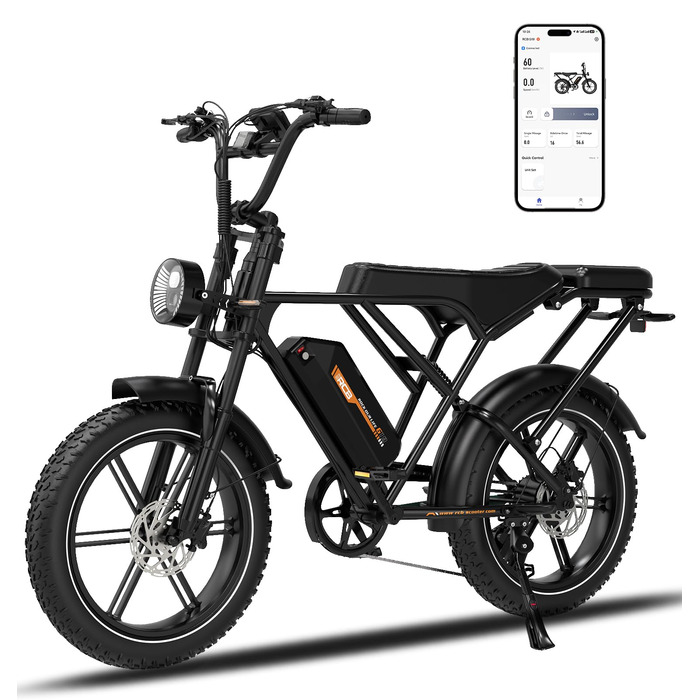 Електровелосипед, Електричний гірський велосипед для дорослих, Електровелосипед для щоденних поїздок зі знімним акумулятором 48 В 20,8 Аг, Запас ходу 3590 км, Чорний, 19 20&39&39