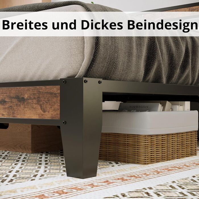 Ліжко IRONCK 140x200 з металевою рейковою основою, каркас ліжка 140x200 см з розетками, USB-портами та портами Type-C, металеве ліжко 140x200 з м&39яким узголів&39ям та місцем для зберігання речей, дитяче ліжко, двоспальне ліжко 140x200 см