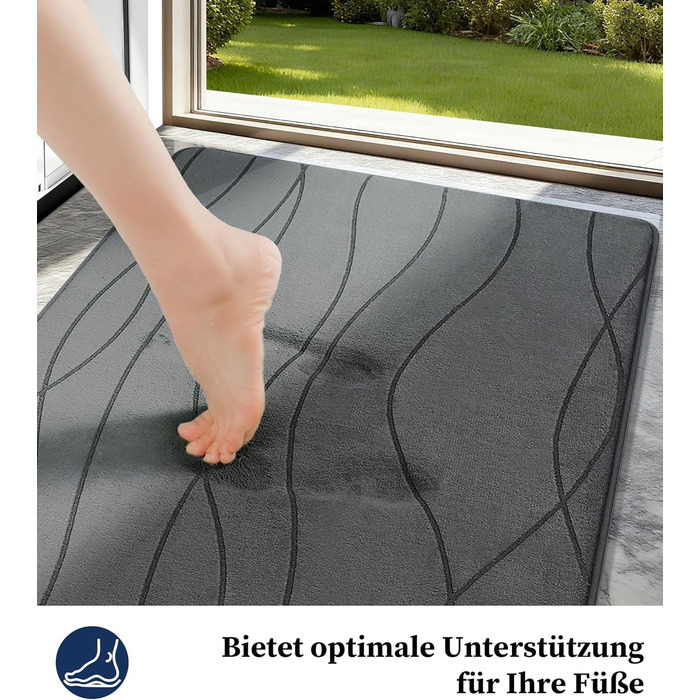 Килимок для ванної кімнати chakme з піни з ефектом пам&39яті, нековзний килимок для ванної, що миється, м&39який абсорбуючий килимок для ванної кімнати, килимок для душу для ванної кімнати темно-сірого кольору, 50x80 см