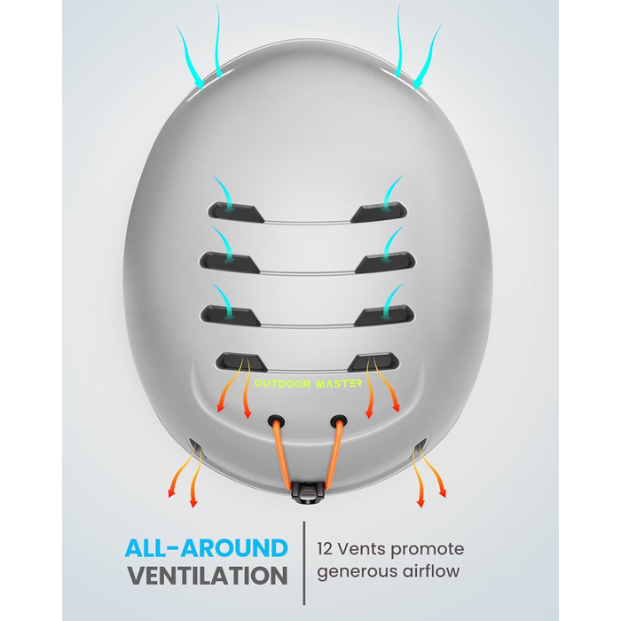 Комплект дитячого лижного шолома та окулярів OutdoorMaster, шолом для сноуборду, міцна оболонка з полікарбонату та пінопласту EPS, лижний шолом з 12 вентиляційними отворами, регульований шолом, сертифіковані шоломи для хлопчиків та дівчаток, матово-сірий,