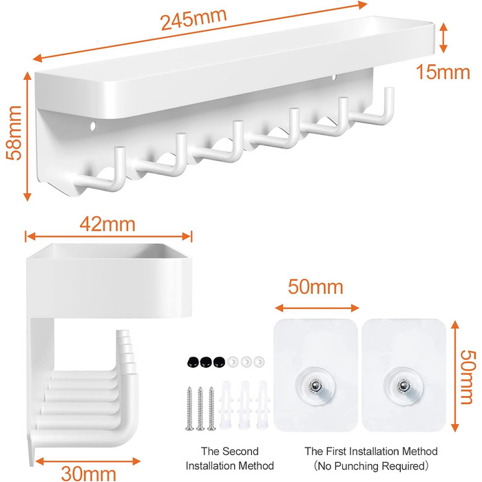 Ключниця Gvolatee з полицею і 6 гачками, компактна портативна ключниця-органайзер, дошка для ключів без свердління для настінного
