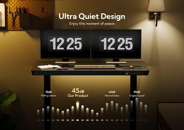 Стіл Claiks Glass з регульованою висотою 120x60, електричний стіл для роботи сидячи/стоячи з міцною скляною стільницею, тихий двигун, для домашнього офісу та офісу, ергономічний дизайн для здорової роботи (чорний) 120 x 60 см, чорний