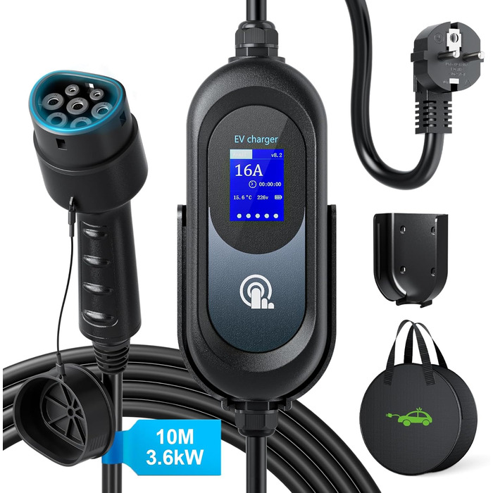 Зарядний пристрій для електромобілів EVJUICION тип 2, зарядний пристрій із затримкою зарядки тип 2, запрограмований з дисплеєм 8-1