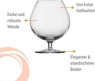 Келихи для коньяку Stlzle Lausitz I 585 мл I набір з 6 коньячних келихів I можна мити в посудомийній машині I тонке безсвинцеве кр