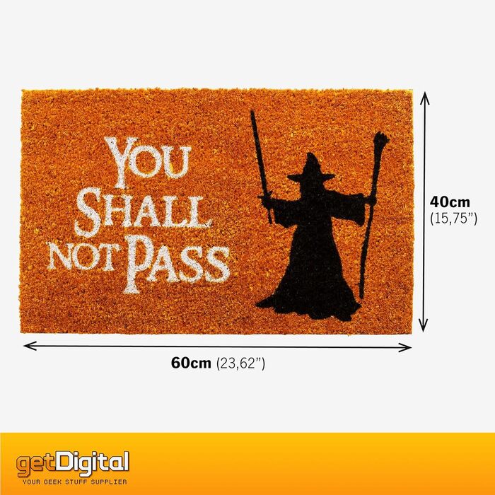 Килимок для дверей getDigital You Shall Not Pass - Килимок для дверей із відомою фентезійною сценою - Кокосове волокно